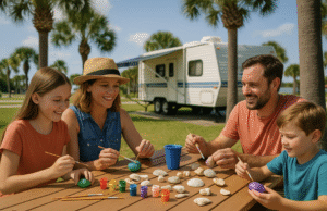 Family making crafts
